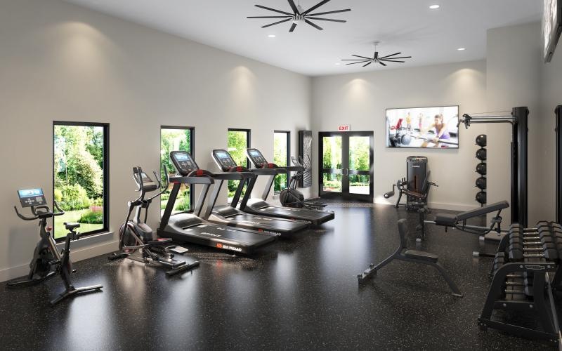 a gym with exercise equipment